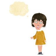 cartoon shocked woman with thought bubble