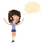 cartoon pretty girl with thought bubble N8