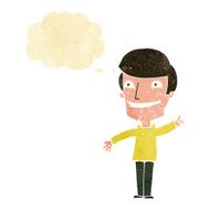 cartoon grinning man with idea thought bubble N2