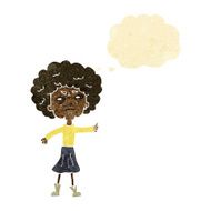 cartoon annoyed old woman with thought bubble