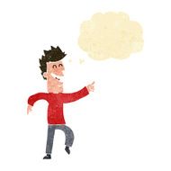 cartoon man pointing and laughing with thought bubble N2