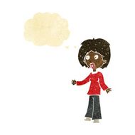 cartoon surprised woman with thought bubble N8