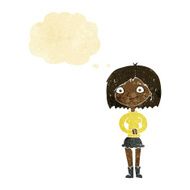 cartoon happy woman with thought bubble N3