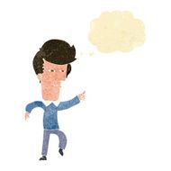 cartoon man accusing with thought bubble N2
