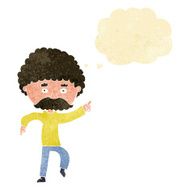 cartoon seventies style man disco dancing with thought bubble N2