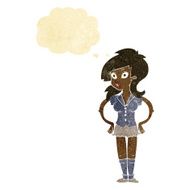 cartoon pretty woman with thought bubble N5