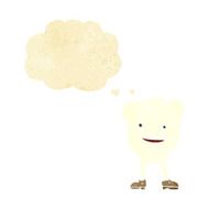 cartoon happy tooth character with thought bubble