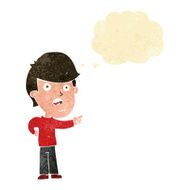 cartoon shocked man pointing with thought bubble N2