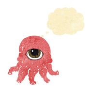 cartoon alien head with thought bubble N2