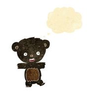 cartoon teddy black bear cub with thought bubble