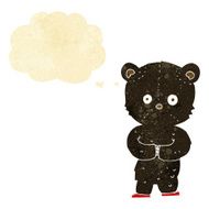 cartoon teddy black bear cub with thought bubble N2
