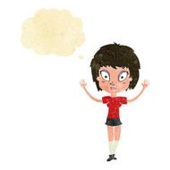cartoon pretty girl with thought bubble N10