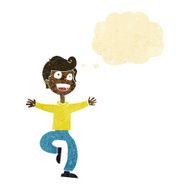 cartoon excited boy with thought bubble