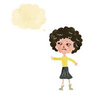 cartoon annoyed old woman with thought bubble N2