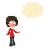 cartoon surprised woman with thought bubble N9