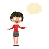 cartoon confused woman with thought bubble N2