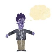 cartoon happy vampire with thought bubble N3