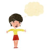 cartoon woman giving thumbs up symbol with thought bubble N3