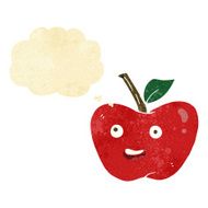 cartoon apple with thought bubble N3