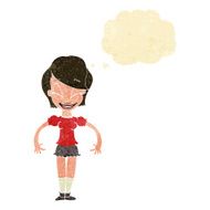 cartoon pretty woman with thought bubble N6