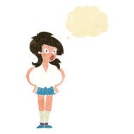 cartoon pretty woman with thought bubble N7