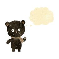 cartoon waving black bear with thought bubble N2