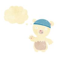 cartoon polar bear wearing hat with thought bubble
