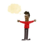 cartoon happy man with thought bubble N6