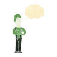 cartoon happy vampire with thought bubble N5