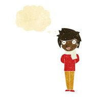 cartoon friendly man with thought bubble