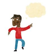 cartoon happy man pointing with thought bubble N3