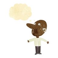 cartoon confused middle aged man with thought bubble