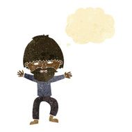 cartoon happy man with beard thought bubble