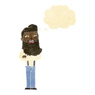 cartoon happy man with beard thought bubble N2