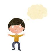 cartoon happy boy with thought bubble N4