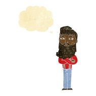 cartoon serious man with beard thought bubble
