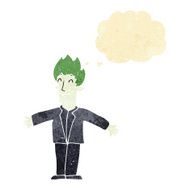 cartoon happy vampire with thought bubble N6