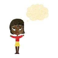 cartoon woman with open arms thought bubble N5
