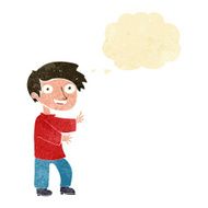 cartoon excited boy with thought bubble N4