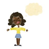 cartoon woman with open arms thought bubble N6