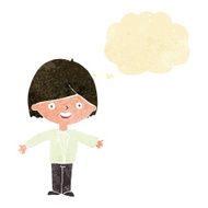 cartoon happy man with thought bubble N16