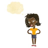 cartoon woman with hands on hips thought bubble N8