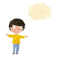 cartoon worried boy with thought bubble N2