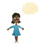 cartoon woman with open arms thought bubble N7