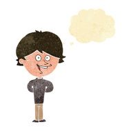 cartoon happy boy with thought bubble N6