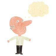 cartoon confused middle aged man with thought bubble N2