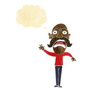 cartoon angry old man with thought bubble N4