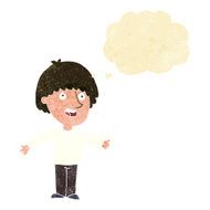 cartoon happy man with thought bubble N17