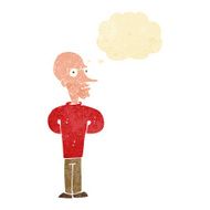 cartoon evil bald man with thought bubble N2