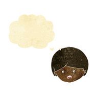 cartoon unhappy boy with thought bubble